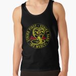 Official Cobra Kai Strike First Strike Hard No Mercy Black Tank Top RB1006 product Offical Karl Jacobs Merch