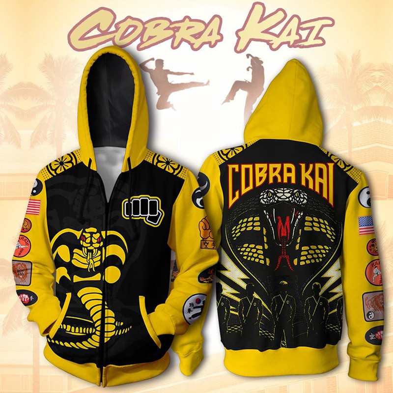 TV Series Cosplay Hoodies Cobra Kai 3D Print Sweatshirt Zipper Hoodie Men Women Fashion Streetwear Harajuku Jacket Coat Clothes